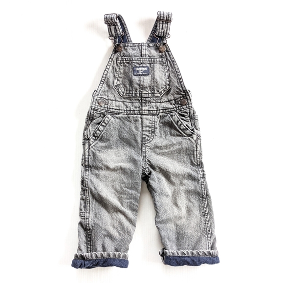 OSHKOSH baby fleece lined black bib overalls